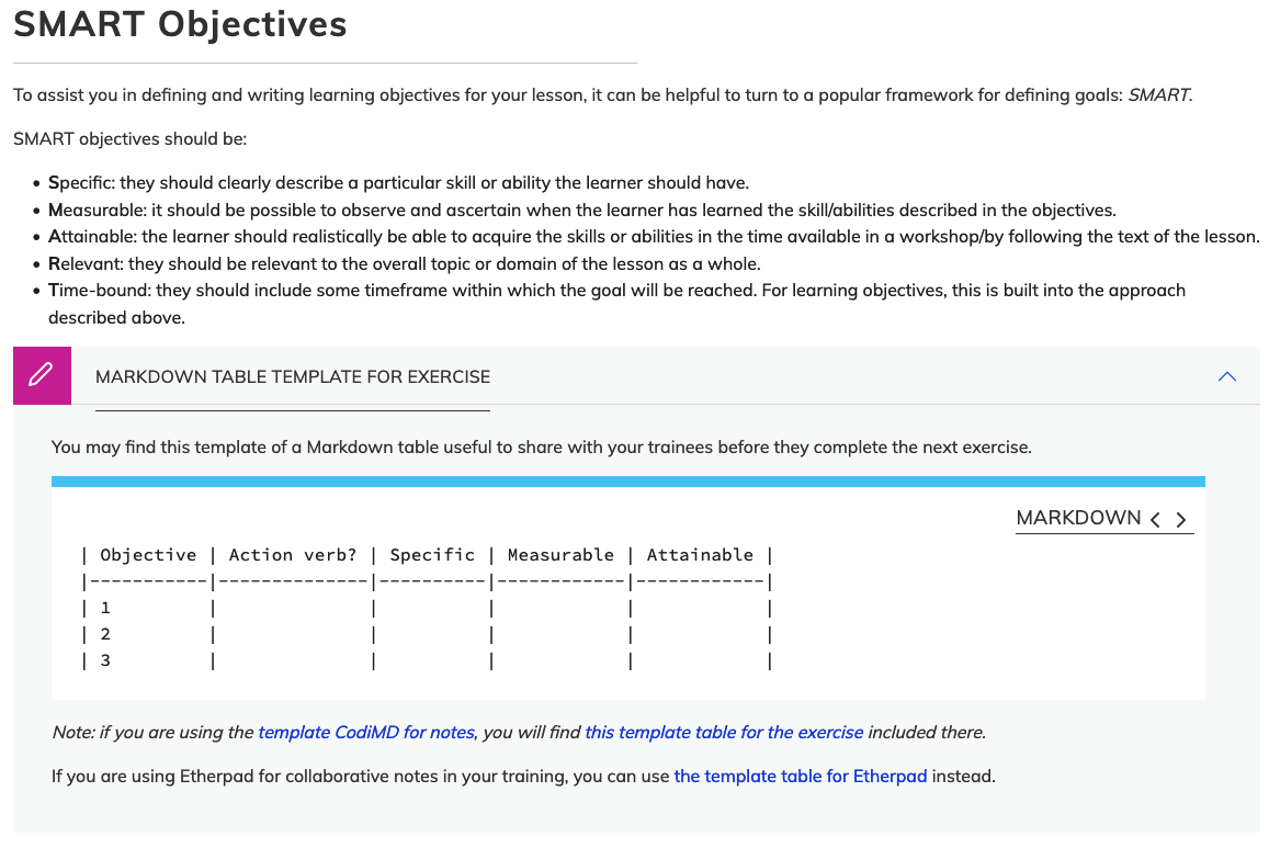 Inline Instructor Notes appear as expandable/collapsible boxes in the Instructor View of a lesson.